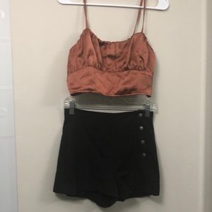 Set of Zara shorts and Miss-guided crop top